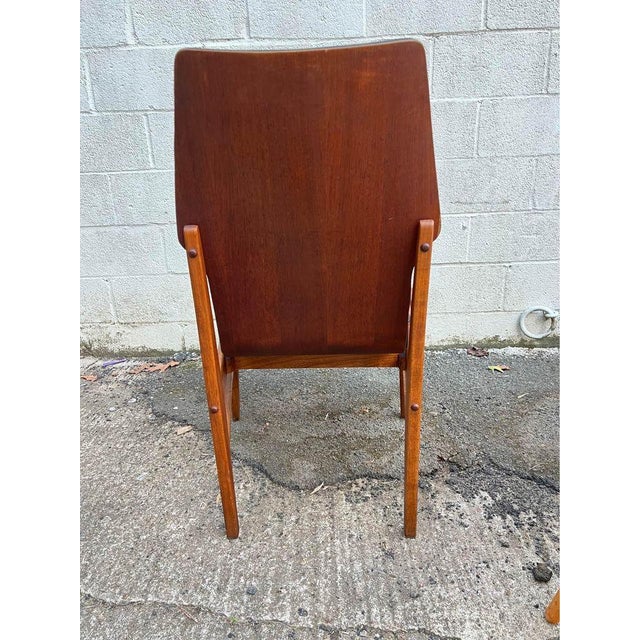 Set of 4 Lane First 1st Edition Arne Vodder Style Walnut and Vinyl Highback Dining Chairs For Sale - Image 9 of 11