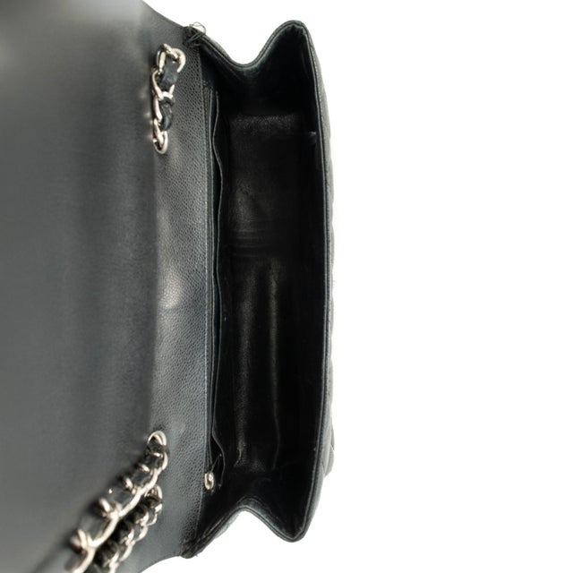 Chanel Jumbo Classic Single Flap 30cm Black Caviar Silver Hw For Sale In Houston - Image 6 of 12