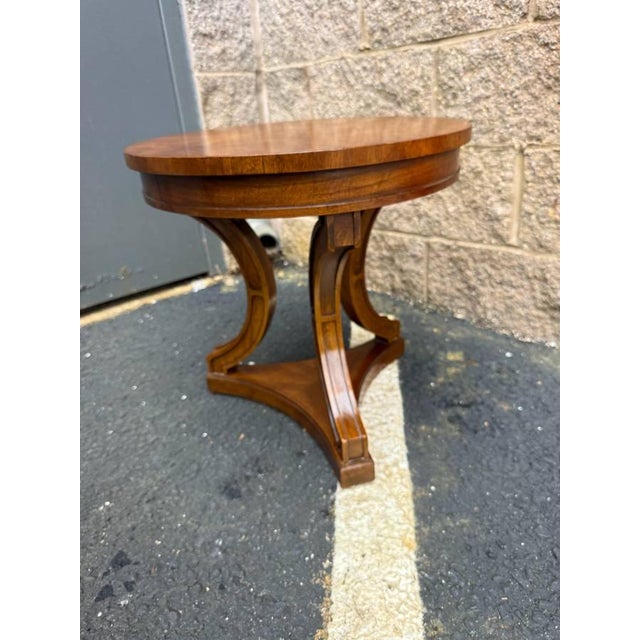 Vintage Regency Style Burled Wood Round Side Table by Drexel For Sale - Image 9 of 12