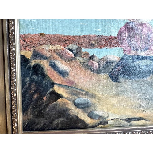 Vintage Mid-Century Coastal Oil Paintings by Gibson – Signed Pair With Provenance For Sale - Image 4 of 14