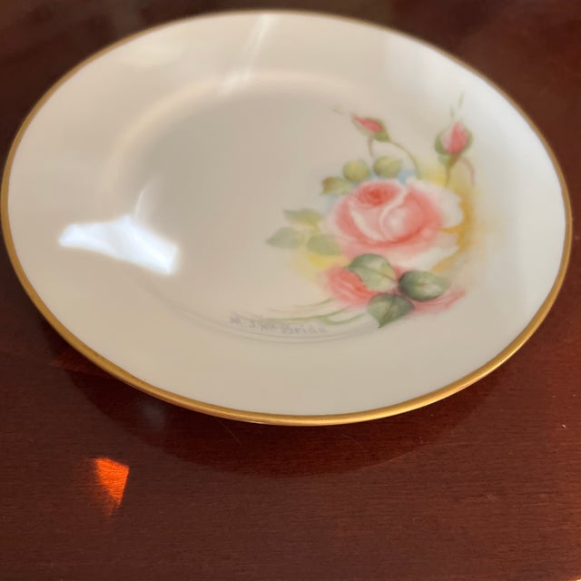 Vintage Hand Painted Plates Feature Roses Signed by Artist, Set of Four For Sale - Image 11 of 12