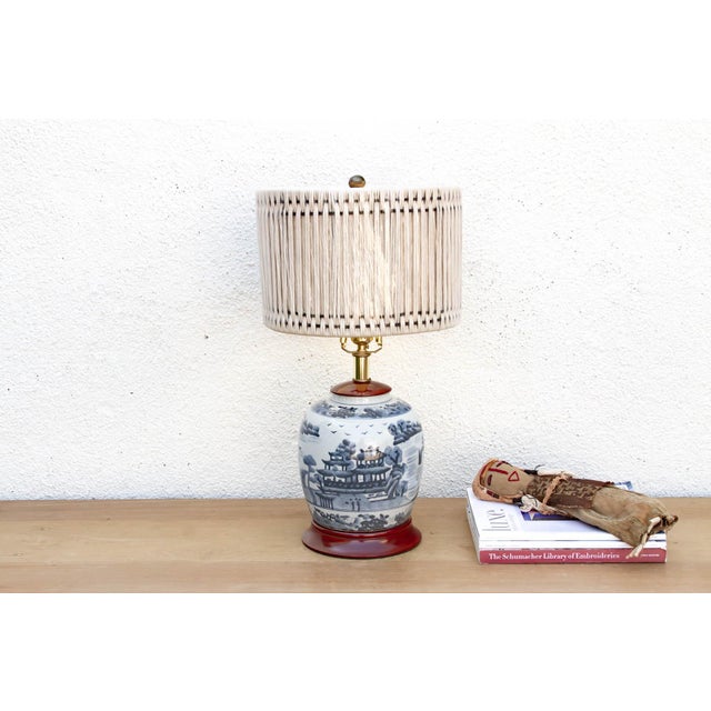 Ceramic Vintage Willow Pavillion Porcelain Lamp For Sale - Image 7 of 7