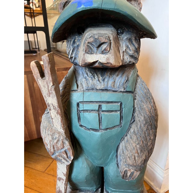 Hand Carved Mountain Bear Sculpture For Sale - Image 10 of 12