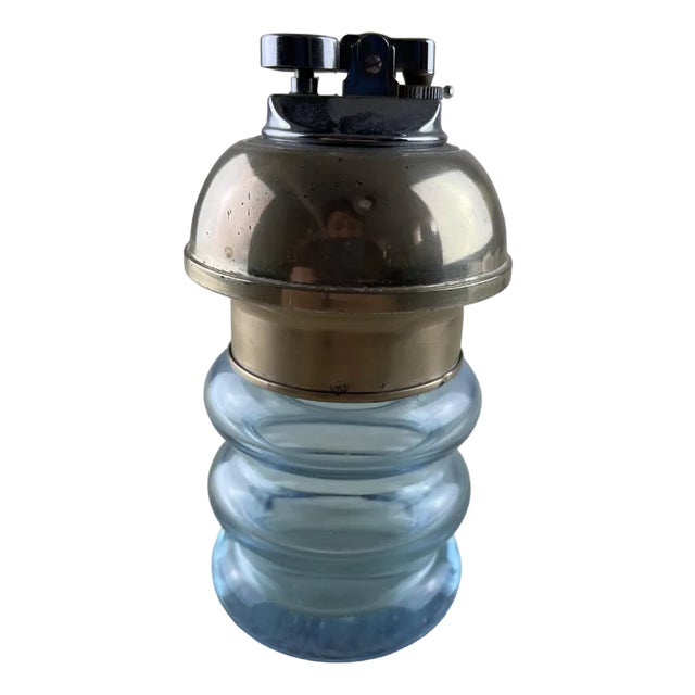 Italian Glass and Silver Table Lighter, 1970 For Sale