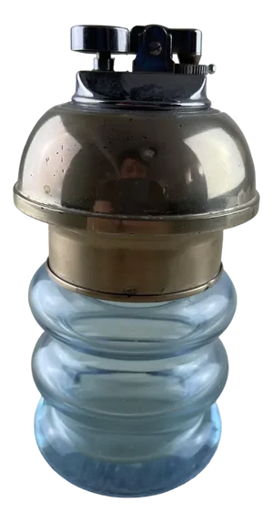 Italian Glass and Silver Table Lighter, 1970