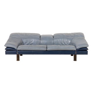 Vintage Italian Space Age Leather Sofa from Poltrona Frau, 1980s For Sale