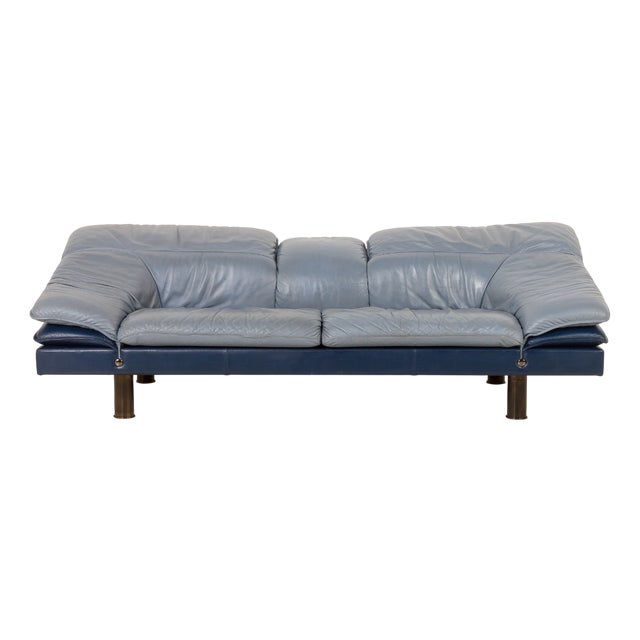 Vintage Italian Space Age Leather Sofa from Poltrona Frau, 1980s For Sale