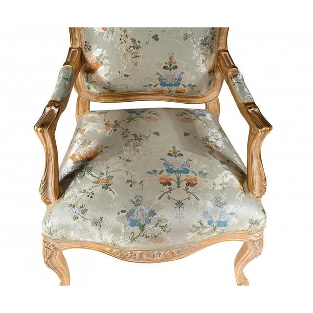 Textile Set of French Gilt Empire Armchairs, Set of 2 For Sale - Image 7 of 9