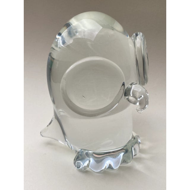 Transparent Vintage Murano Owl Signed Licio Zanetti Crystal Owl Circa 1980 For Sale - Image 8 of 13