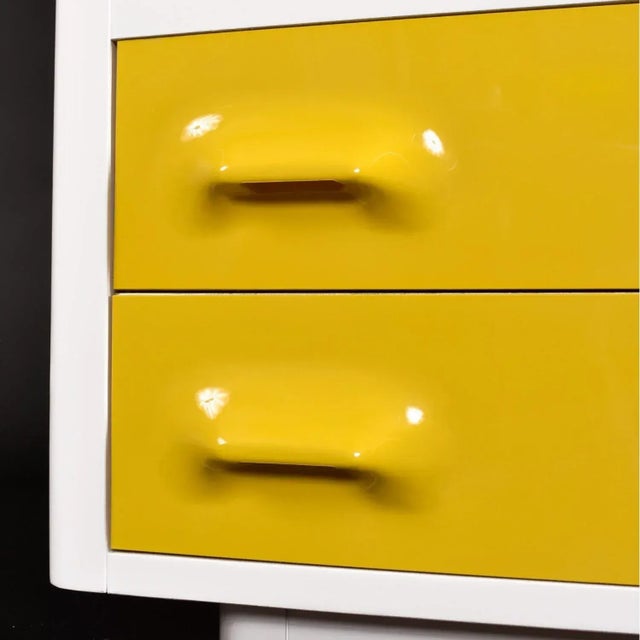 Space Age Broyhill Chapter One Yellow and White Gentlemen's Chest Dresser For Sale - Image 13 of 15