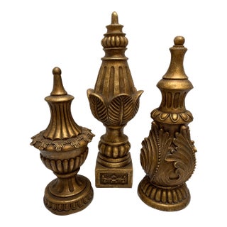 Vintage Neoclassical Style Architectural Large Decor Finials, or Pillars Set of Three For Sale