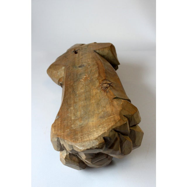 Beige Mid Century Wooden German Sculpture "Monk With a Tankard" - Handcarved - Vintage From the 50s For Sale - Image 8 of 9