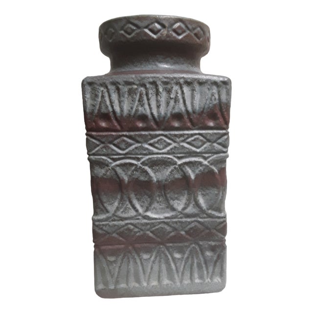 Vintage GermanCeramic Vase with Geometric Decor by B, 1970s For Sale
