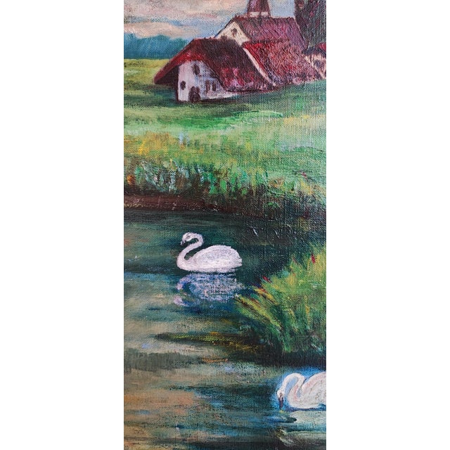 Olga Steiner, Balade des cygnes, 1928, Oil on Canvas For Sale - Image 6 of 10