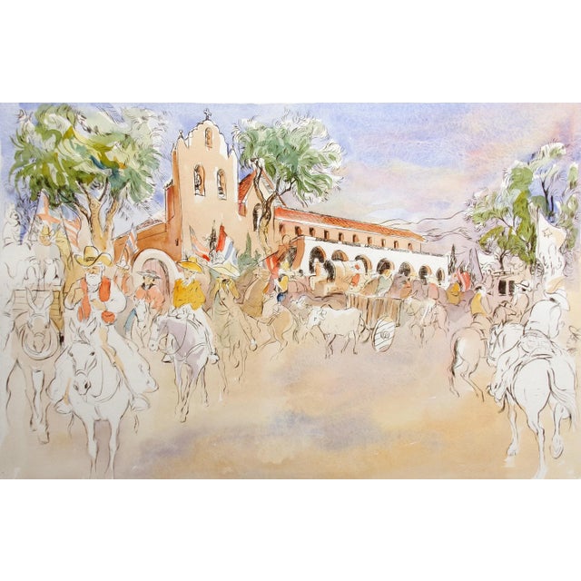 "Rancheros - Santa Ynez Valley - Florida" by William Papas Hand Colored Drypoint Etching Art Print on BFK Rives Paper Hand...