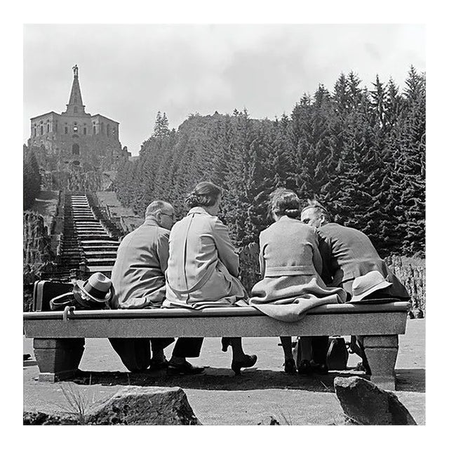 Couples on a Bench in Front of a Statue in Kassel, Germany, 1937, Print For Sale