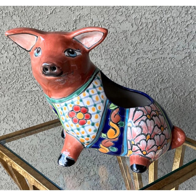 Whimsical Late 20th-Century Talavera Piglet Cachepot / Planter, Mexico For Sale - Image 12 of 12