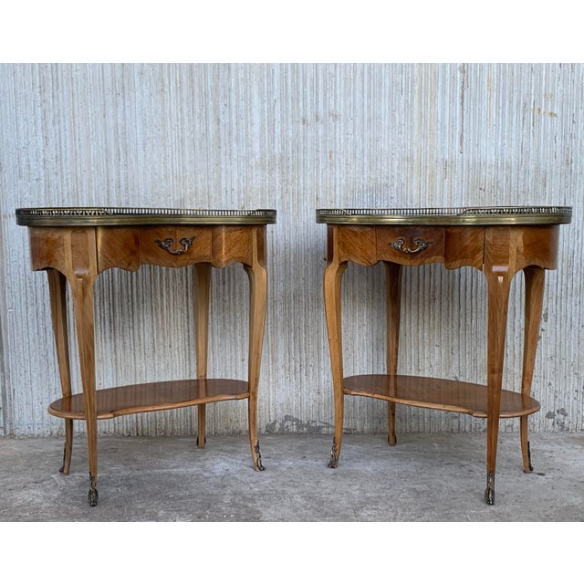 French 1910s French Oak and Bronze Nightstands - a Pair For Sale - Image 3 of 13