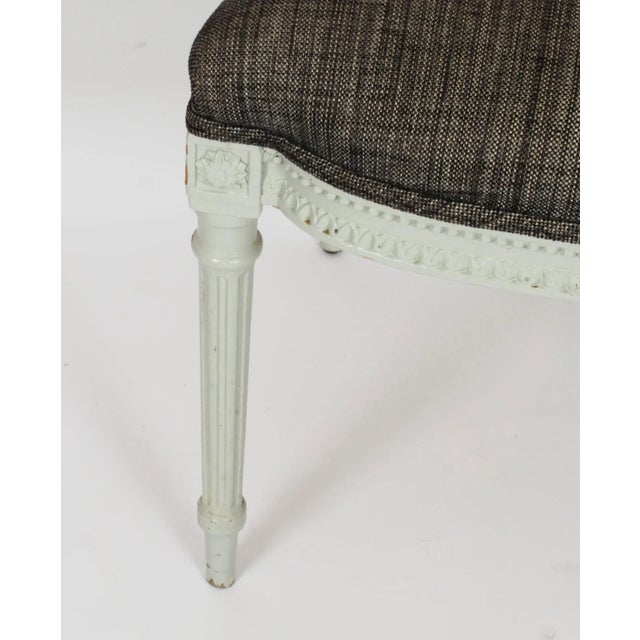Wood Vintage Louis XVI Revival Blue Grey Painted Dining Chairs, 1950s, Set of 10 For Sale - Image 7 of 18