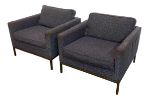 Mid-Century Modern Club Chairs Attributed to Florence Knoll With Bronze Legs