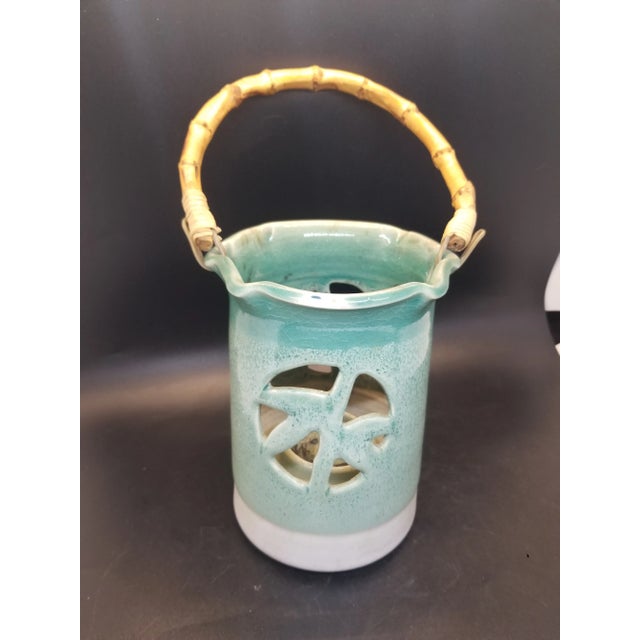 Vintage Handcrafted Lantern With Bamboo Handle, Made in Hawaii For Sale - Image 4 of 4