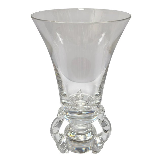 1950’s Signed Steuben Crystal Vase W Fancy Base For Sale