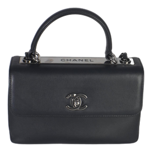Black Calfskin Smooth Small Trendy CC Flap Bag