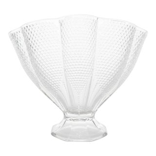 Clear Glass Hobnail Fan Vase by l.e. Smith For Sale