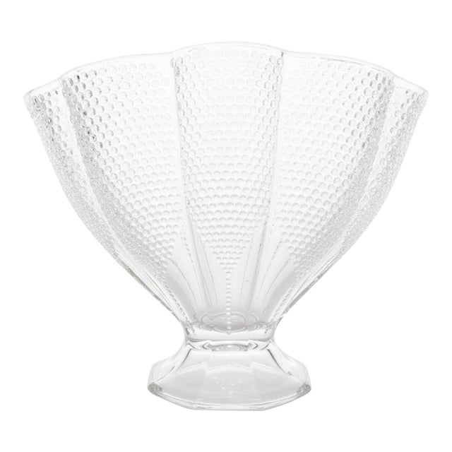 Clear Glass Hobnail Fan Vase by l.e. Smith For Sale