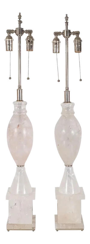 Rock Crystal Urn Shaped Table Lamps - A Pair