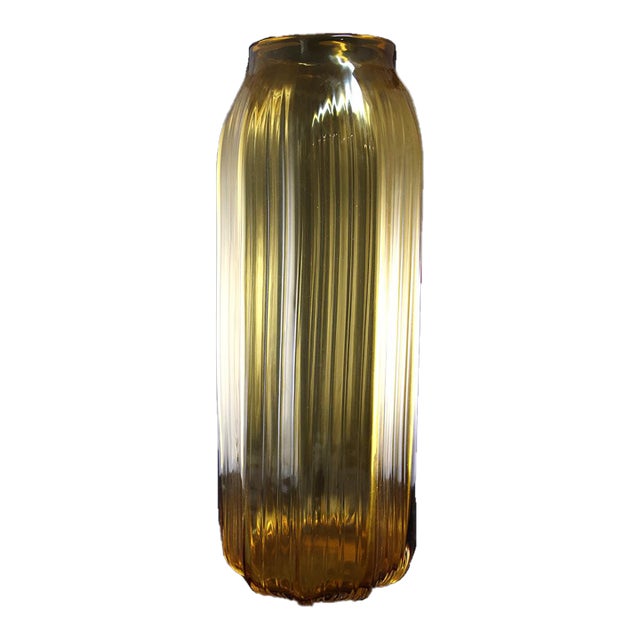 Tall Amber Glass Vase For Sale