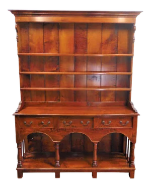 Custom Tiger Maple English Country Style Pewter Cupboard