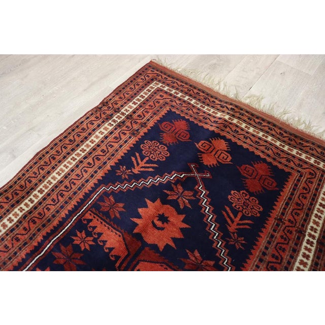 Blue Vintage Turkish Hand Knotted Rug, 1950s For Sale - Image 8 of 18