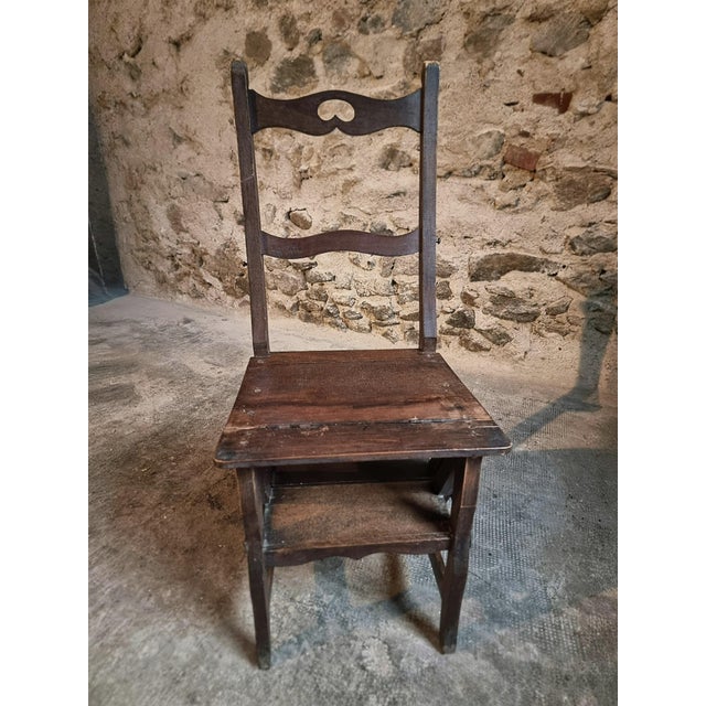Antique Metamorphic Library Step Chair in Beechwood, France, Early 20th Century For Sale - Image 17 of 18