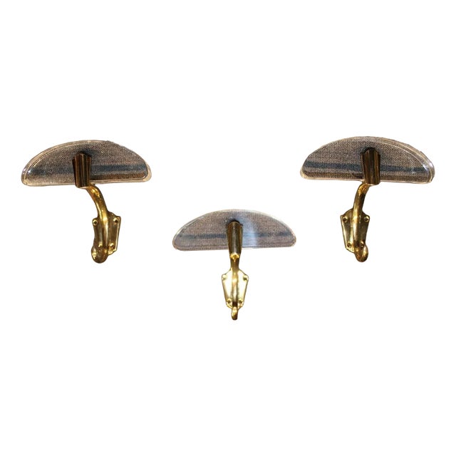Italian Acrylic & Brass Wall Hangings, 1950s, Set of 3 For Sale