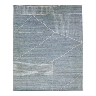 2010s Oversize Apadana's Blue Modern Moroccan Style Wool Rug For Sale