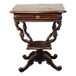Antique Genoese Louis Philippe Coffee or Side Table in Mahogany Feather For Sale