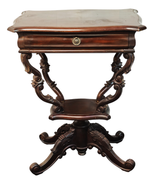 Antique Genoese Louis Philippe Coffee or Side Table in Mahogany Feather