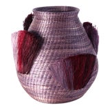 Image of Fanned Out Small Bulbous Vase Lilac & Lilac Fans For Sale