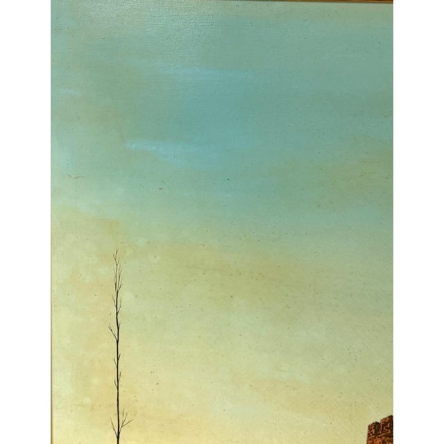 Álvaro Guillot Surrealist Fortress Landscape Oil Painting, Signed For Sale - Image 12 of 15
