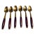 Mid 20th Century Rosewood & Brass Desert Demitasse Spoons Set of 6 For Sale