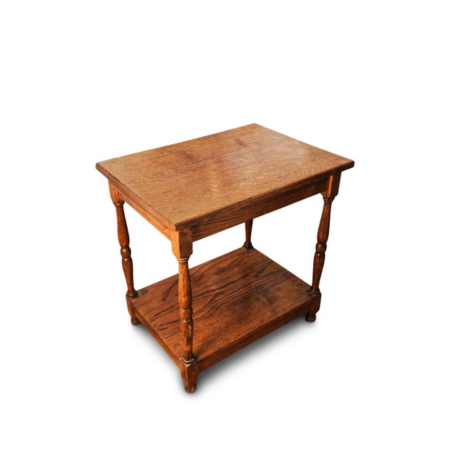 20th Century English Rustic Oak Two Tier Plank Side Table For Sale - Image 5 of 5