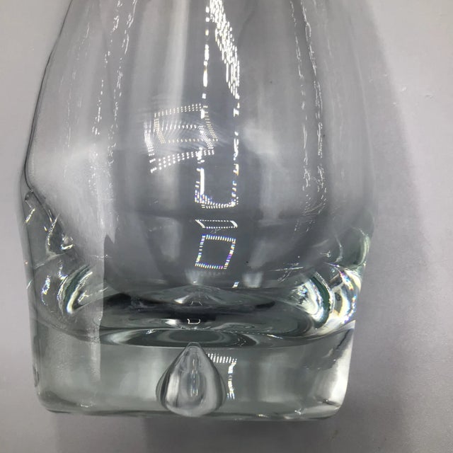 Hand Blown Bubble Bottom Ground Top Crystal Decanter With Stopper For Sale - Image 12 of 13
