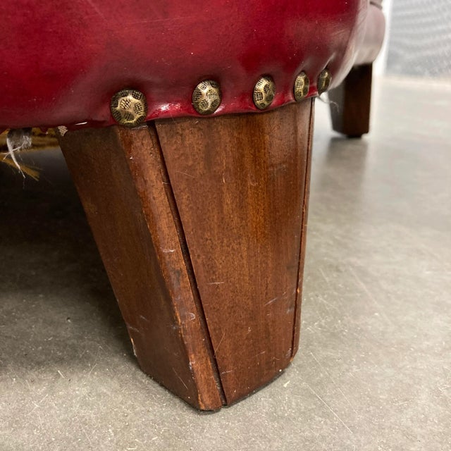 American Art Deco Club Chair & Ottoman in Red Naugahyde - a Pair For Sale - Image 12 of 13