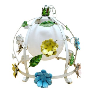 Midcentury 1970s Metal Flower Chandelier For Sale
