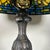 Vintage Tiffany Style Leaded Stained Glass Daffodil Table Lamp With Bronzed Fluted Base For Sale - Image 13 of 14
