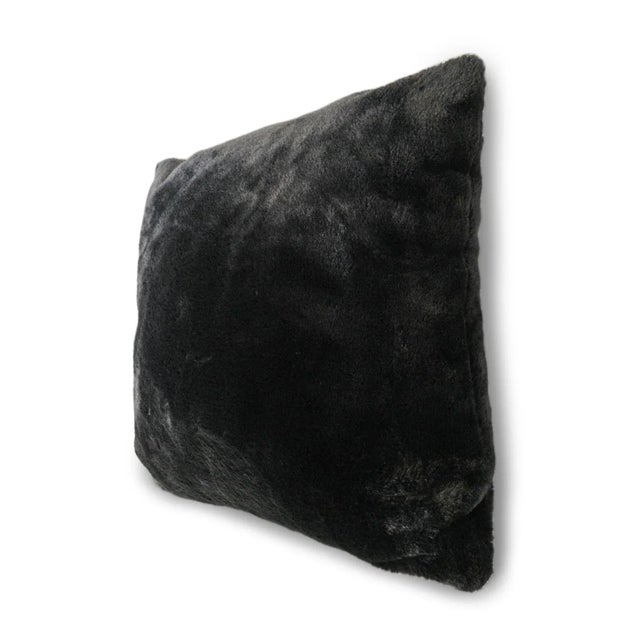 Black bear faux fur pillow with down fill. Super soft with plush insert and wonderful for any interior.