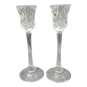 Vintage Pair of Clear Crystal Candlesticks