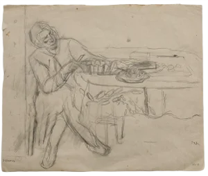 Interior Drawing in Pencil by Jeanne Daour
