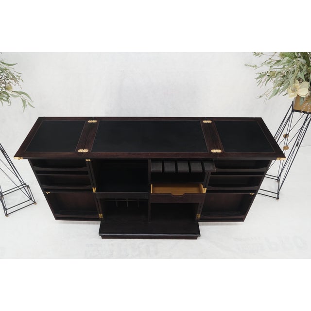Fold Away Flip Top Bar Wine Rack Liquor Custom Cabinet Ebonized Oak For Sale - Image 10 of 12